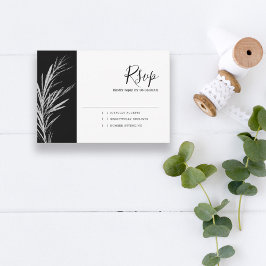 Zwart en wit zilver RSVP-huwelijksreactiekaart RSVP Kaartje