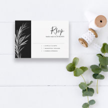 Zwart en wit zilver RSVP trouwreactiekaart