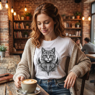 Zwart en Witte Majestueuze Maine Coon Kat Tri-Blend Shirt
