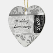 Zwart en zilver 25th Wedding Jubileum Ornament (Links)