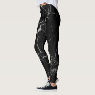 Zwart en zilver adermarmer leggings