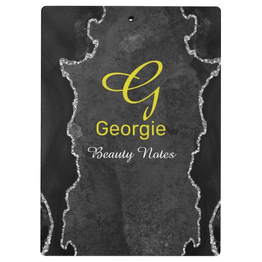 Zwart en zilver Agate-klembord Klembord (Achterkant)