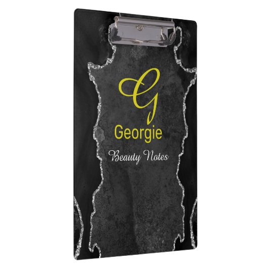 Zwart en zilver Agate-klembord Klembord (Rechts)