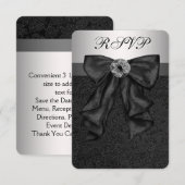 Zwart en Zilver Bat Mitzvah RSVP Kaartje (Voorkant / Achterkant)