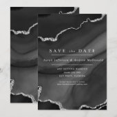 Zwart en zilver bewaar de datum kaart (Voorkant / Achterkant)