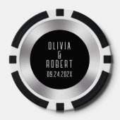 Zwart en zilver bruiloft poker chips (Voorkant)