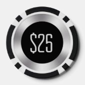 Zwart en zilver bruiloft poker chips (Achterkant)