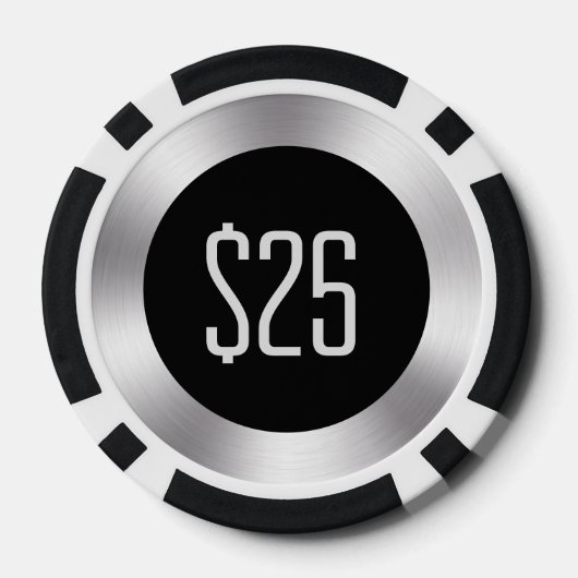 Zwart en zilver bruiloft poker chips (Achterkant)
