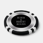 Zwart en zilver bruiloft poker chips (Enkel)