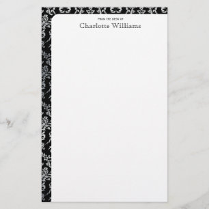 Zwart en zilver Damask Briefpapier