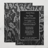 Zwart en Zilver Damask bruiloft uitnodiging (Voorkant / Achterkant)