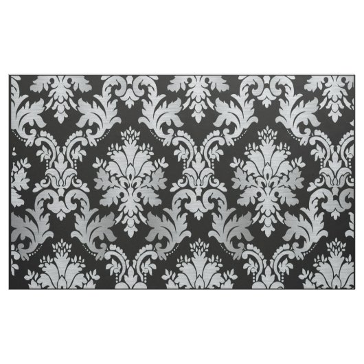Zwart en zilver Damask Pattern Fabric Stof (Yard (91,4 cm))