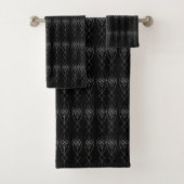 Zwart en zilver deco bad handdoek (Insitu)