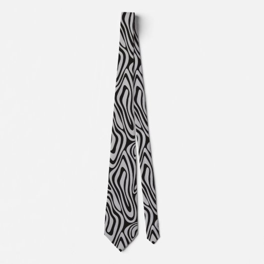 Zwart en Zilver Dizzy Abstract Stropdas (Voorkant)