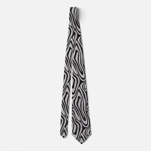 Zwart en Zilver Dizzy Abstract Stropdas (Achterkant)