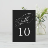 Zwart en zilver Elegant Calligraphy Table Numbers (Staand voorkant)