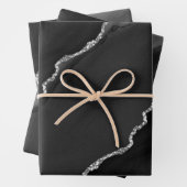 Zwart en zilver faux glitter Agate Inpakpapier Vel (In situ)