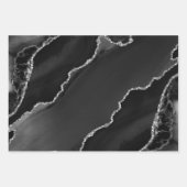 Zwart en zilver faux glitter Agate Inpakpapier Vel (Voorkant)