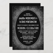 Zwart en zilver folie Art Deco trouwuitnodigingen Kaart (Voorkant / Achterkant)