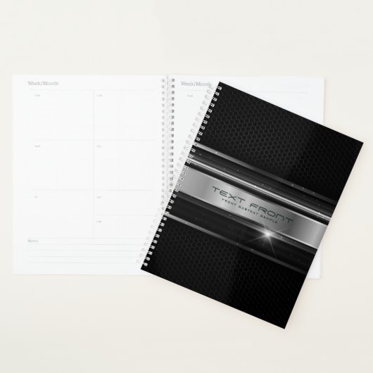 Zwart en zilver geometrisch ontwerp planner (Display)