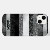 Zwart en zilver Glitter Case-Mate iPhone Case (Achterkant (horizontaal))