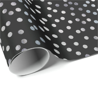 Zwart en Zilver Glitter City Stippen Cadeaupapier