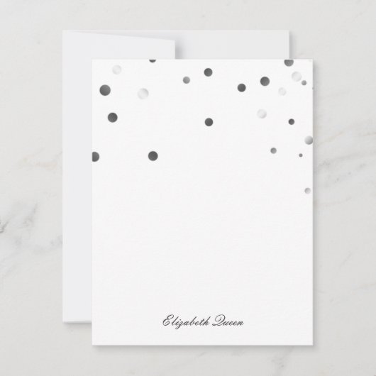 Zwart en Zilver Glitter Dot Uitnodiging Kantoorben (Voorkant)