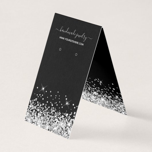 Zwart en zilver Glitter-draagbeeldscherm Kaart (Achterkant)