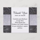 Zwart en Zilver Glitter en wervelingen Ontwerp Briefkaart (Voorkant)