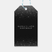 Zwart en Zilver Glitter Gift Labels Cadeaulabel (Achterkant)