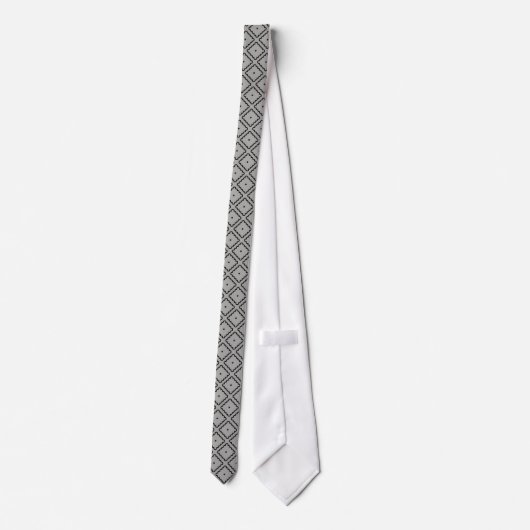 Zwart en zilver grijs Classy Pattern Stropdas (Achterkant)