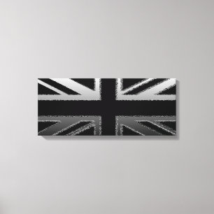 Zwart en zilver grijs Union Jack Canvas Print