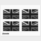 Zwart en Zilver Grijs Union Jack Vlag Rechthoekige Sticker (Vel)