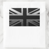 Zwart en Zilver Grijs Union Jack Vlag Rechthoekige Sticker (Tas)