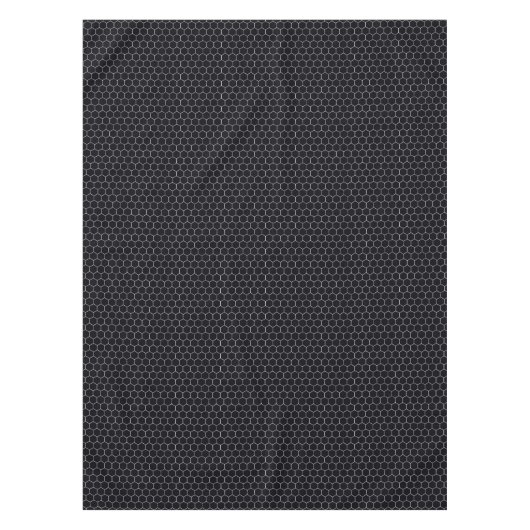 Zwart en zilver Honeycomb Elegant Geometric Patter Tafelkleed (Voorkant)