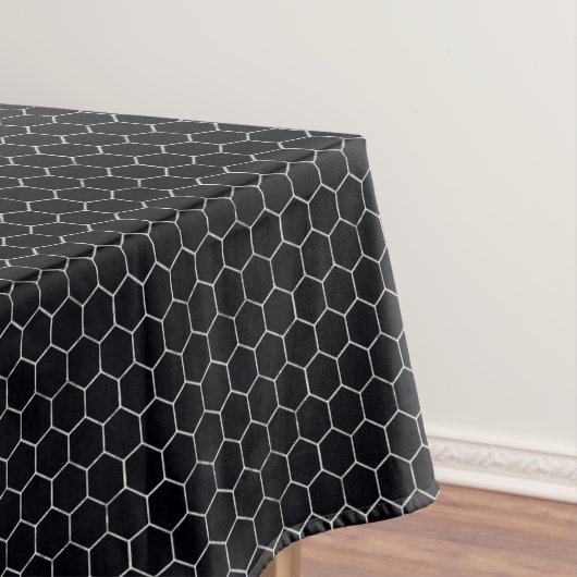Zwart en zilver Honeycomb Elegant Geometric Patter Tafelkleed (Voorbeeld)