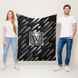 Zwart en Zilver Metallic Abstract Fleece Deken