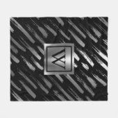 Zwart en Zilver Metallic Abstract Fleece Deken (Voorkant (Horizontaal))