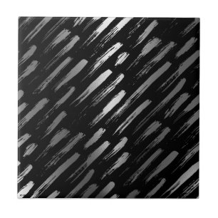 Zwart en Zilver Metallic Abstract Tegeltje