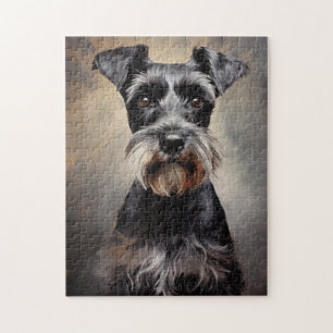 Zwart en zilver Miniatuur Schnauzer Legpuzzel