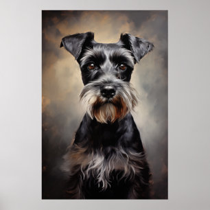 Zwart en zilver Miniatuur Schnauzer Poster