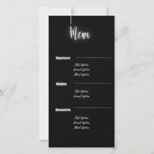 Zwart en zilver Modern | Menu-Kaart (Voorkant)