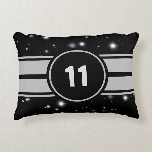 Zwart en Zilver Racing Stripes Starlight Accent Kussen (Voorkant)
