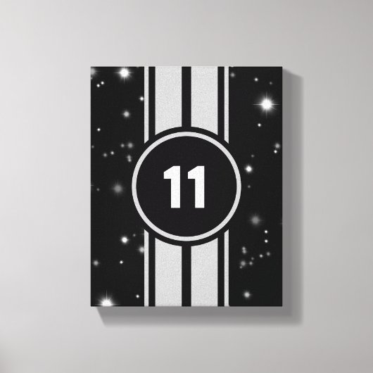 Zwart en Zilver Racing Stripes Starlight Canvas Afdruk (Voorkant)