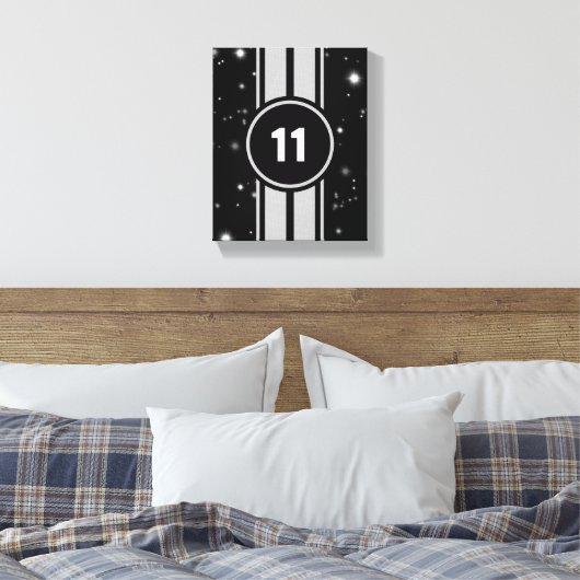 Zwart en Zilver Racing Stripes Starlight Canvas Afdruk (Insitu (Slaapkamer))