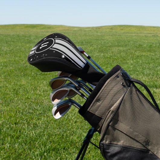 Zwart en Zilver Racing Stripes Starlight Golfheadcover (Insitu)