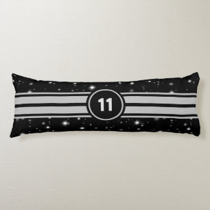 Zwart en Zilver Racing Stripes Starlight Lichaamskussen