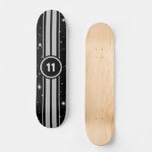 Zwart en Zilver Racing Stripes Starlight Skateboard (Voorkant)