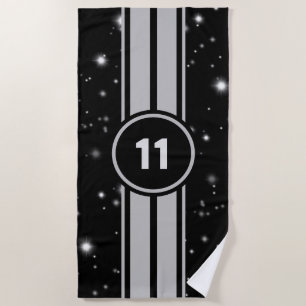 Zwart en Zilver Racing Stripes Starlight Strandlaken