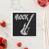 Zwart en Zilver ROCK Gitaar Papier Servetten (Insitu)